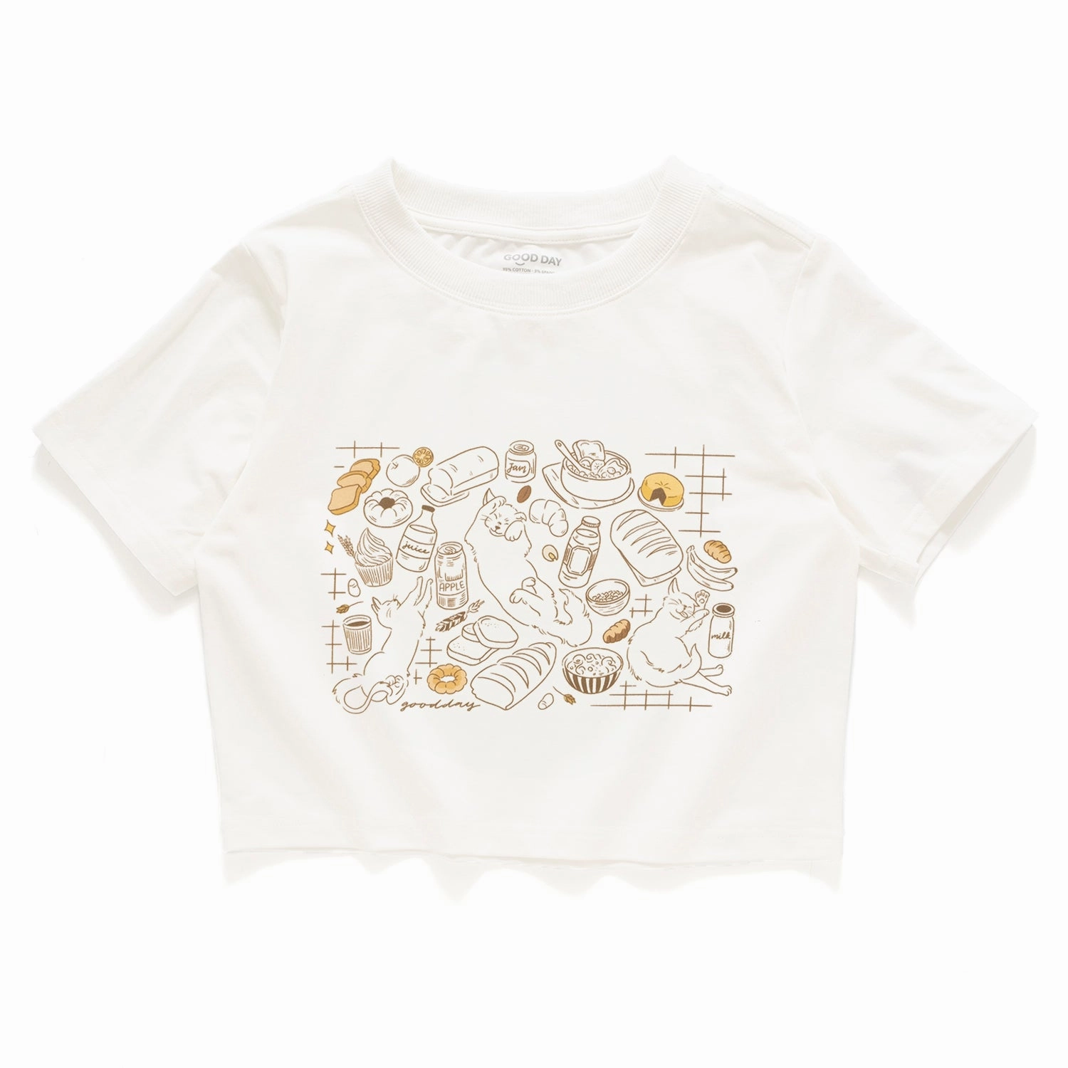 Sporty Top (ZT1524) Picnic Cats Graphic Cropped Tee