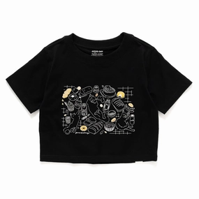 Informal charm Tagless Design (ZT1524) Picnic Cats Graphic Cropped Tee
