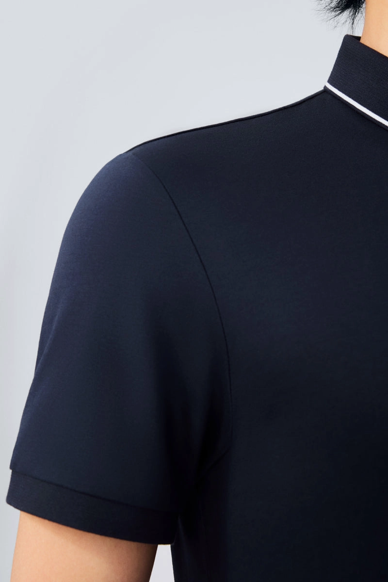 Dimensional Stability Weave Super Soft Pique Tipped Polo | Navy NNY096