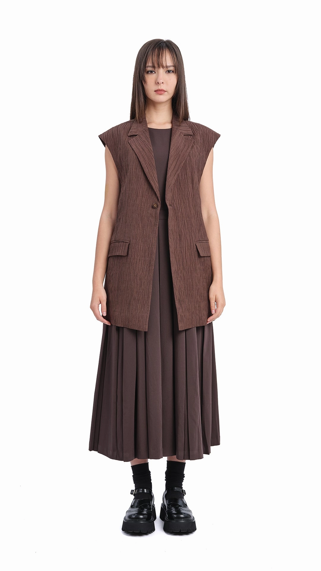 Pleated Cut-out Dress Joyful Look Comfortable and breathable