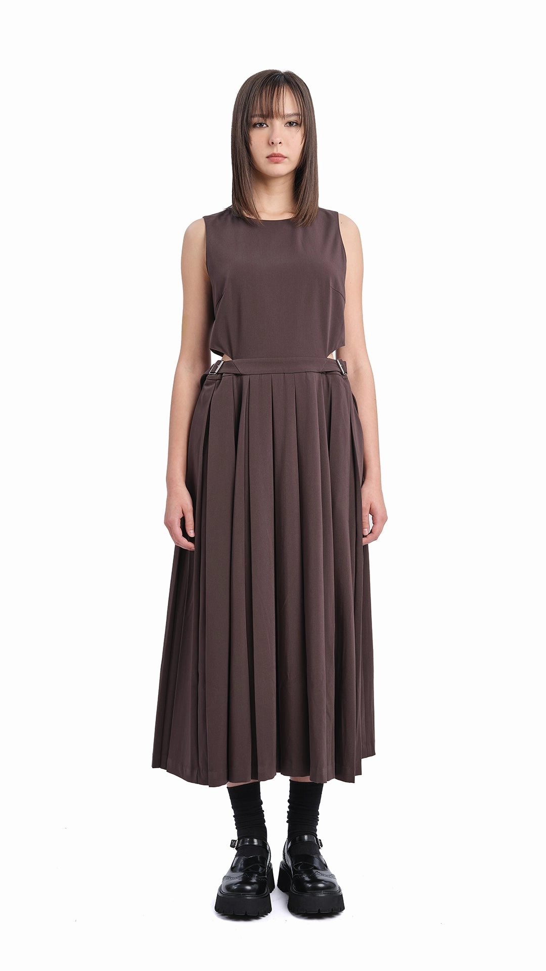 spring outfit Pleated Cut-out Dress