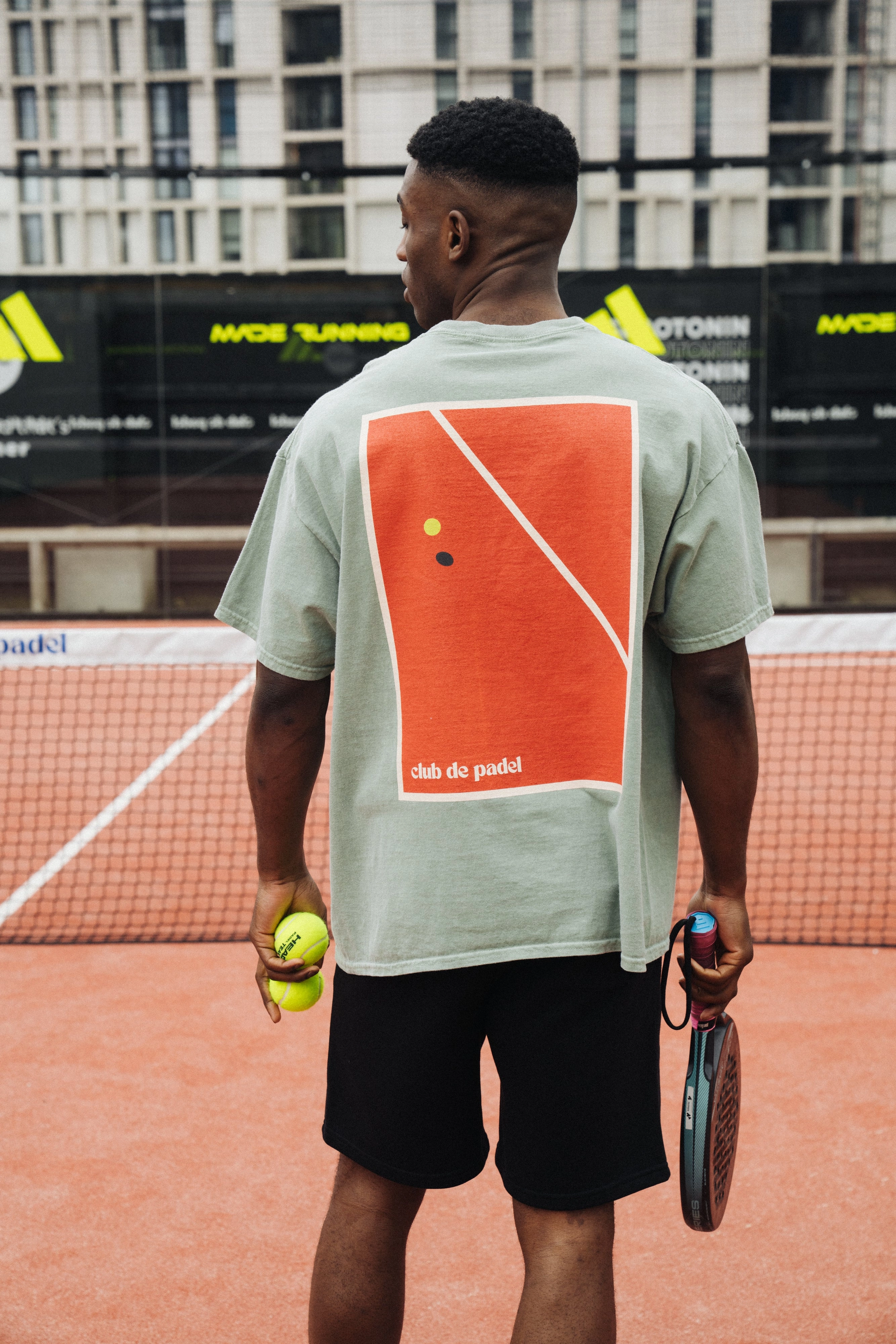 Club de Padel 'Bounce' Vintage Washed Tee - Jade Green SeamFreeShoulders