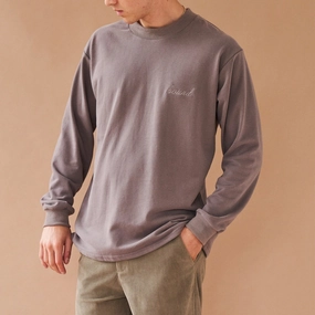 Printed uniqueness bound 'Charcoal Script' Embroidered Longsleeve Tee