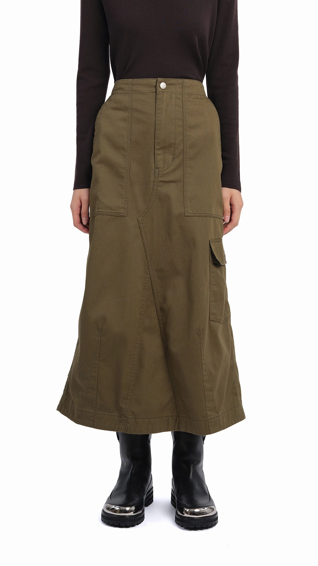 Clean Style Light Moodboard Fatigue Midi Skirt