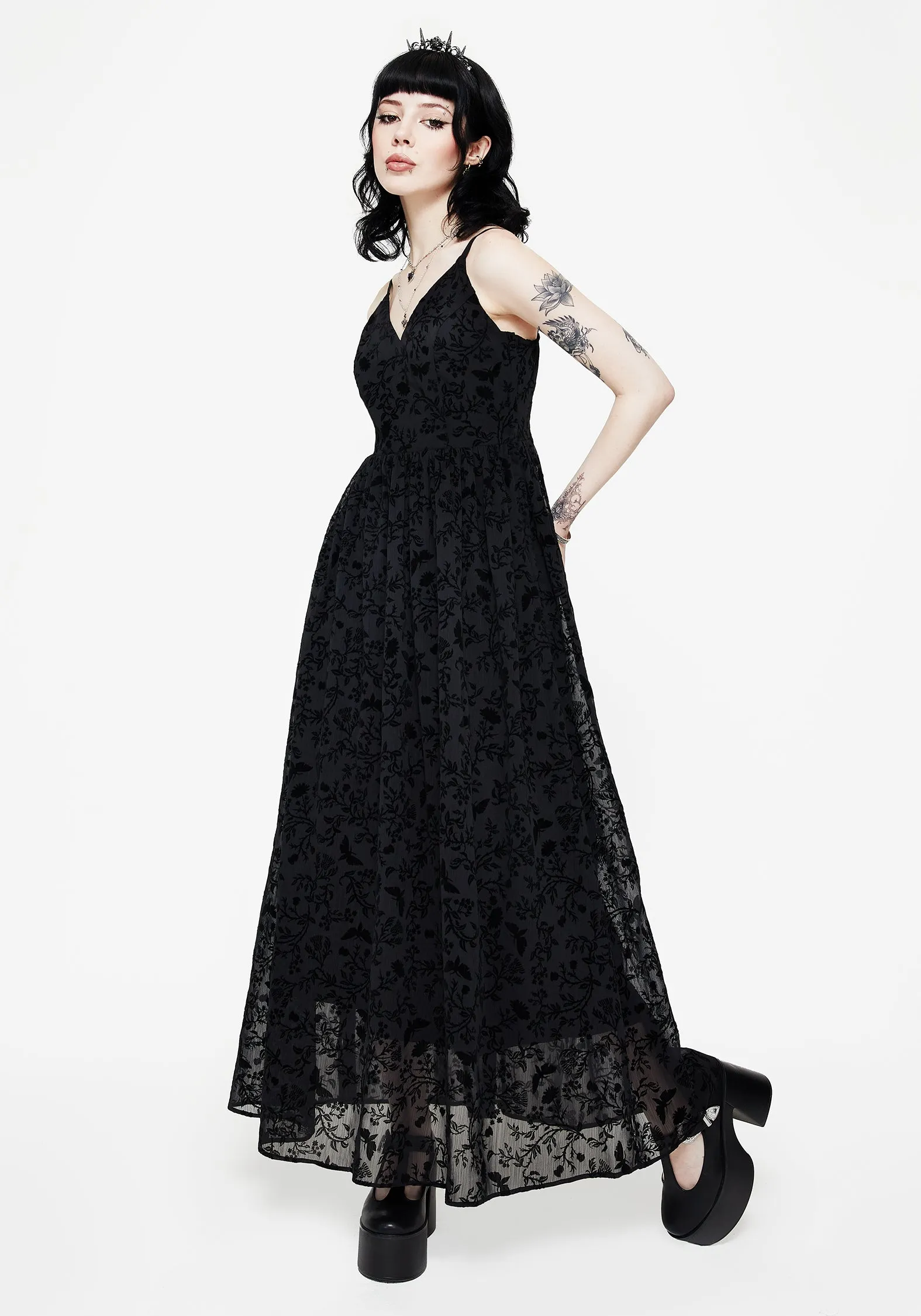 Sharp Edge SmoothEdgeFinish Faustina Flocked Chiffon Maxi Cami Dress