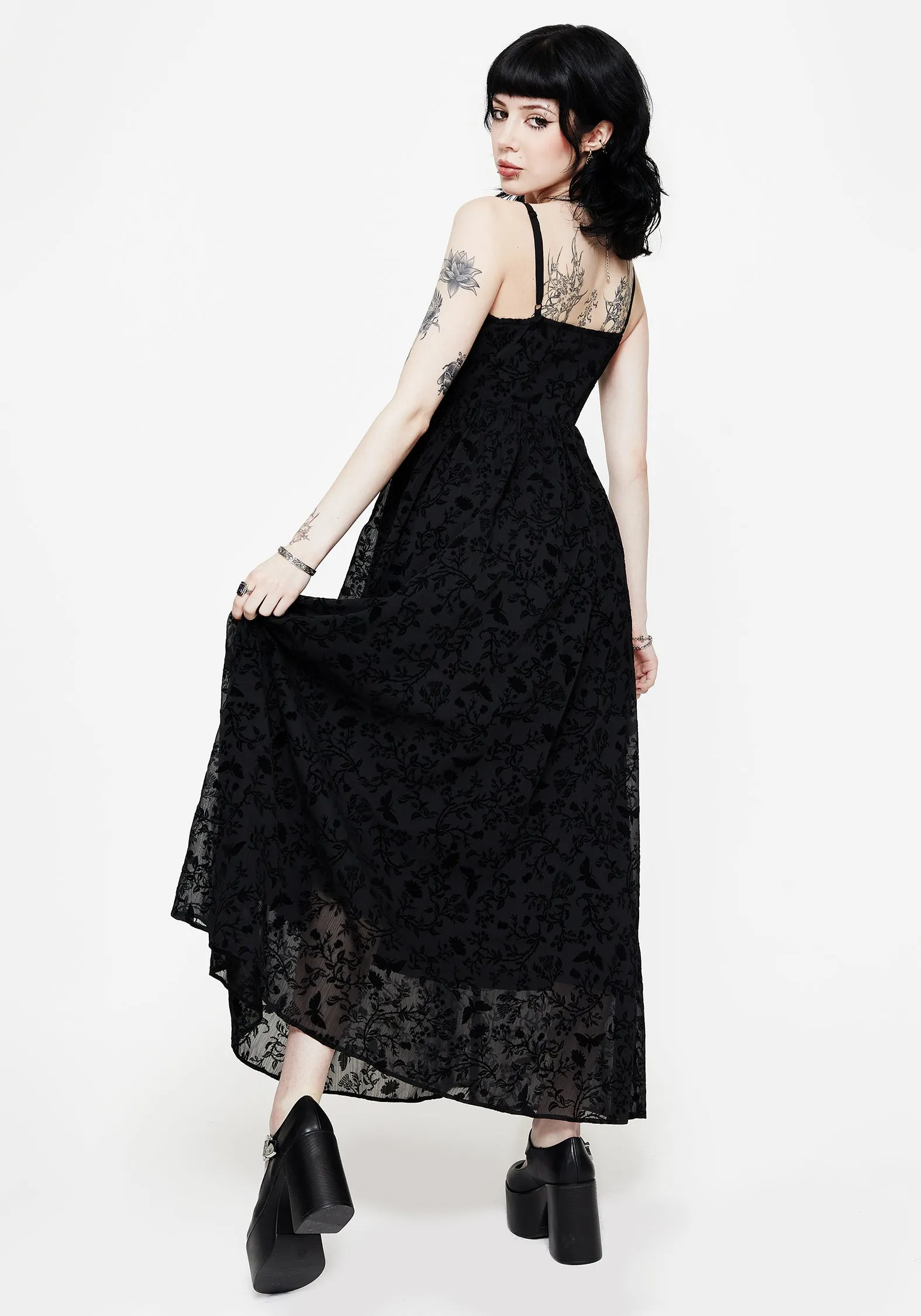 Silk Air Faustina Flocked Chiffon Maxi Cami Dress