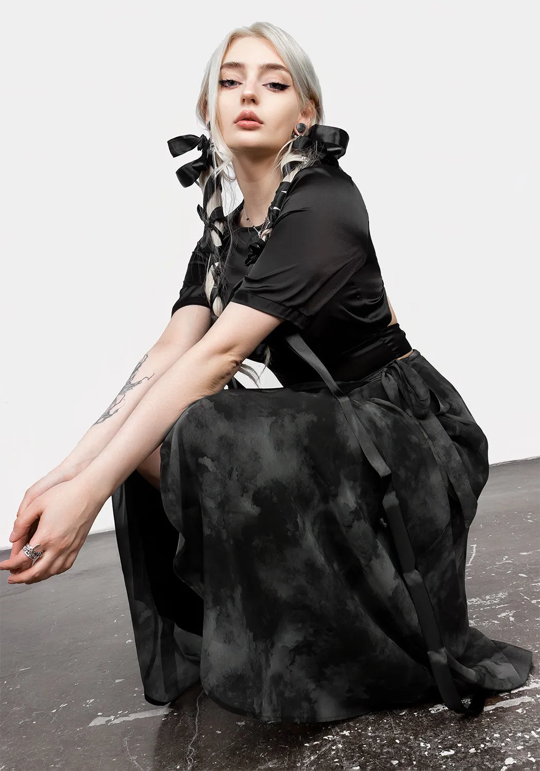 Draped Silhouette Minimal Look Tempest Tie Waist Midaxi Skirt