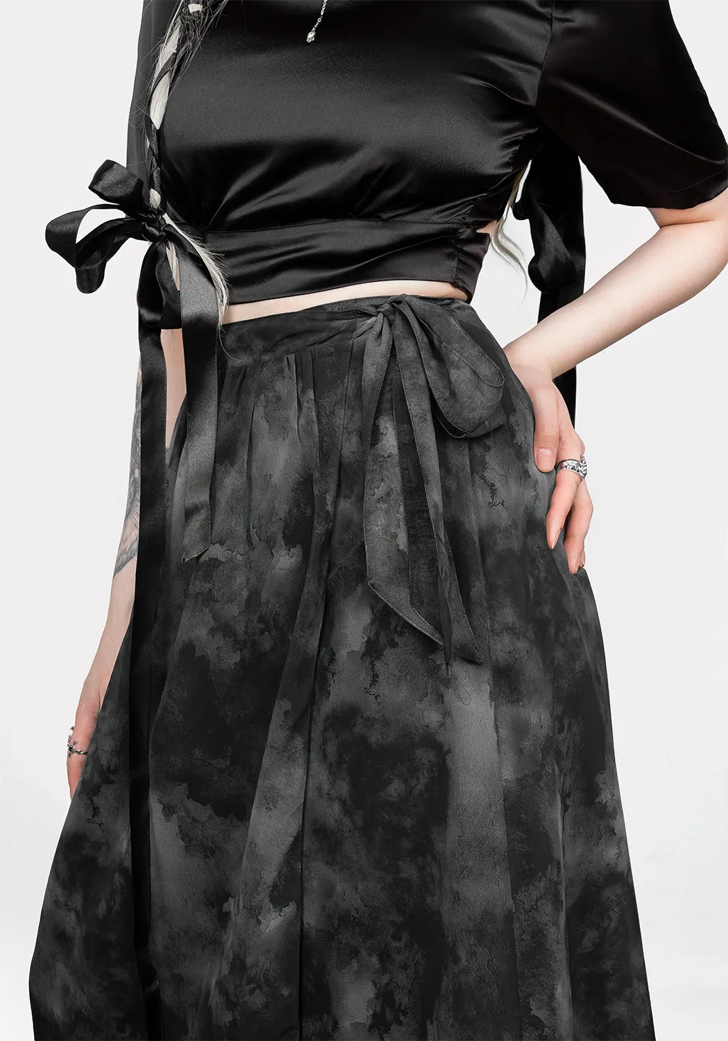 Friction Free Comfort Wear Tempest Tie Waist Midaxi Skirt