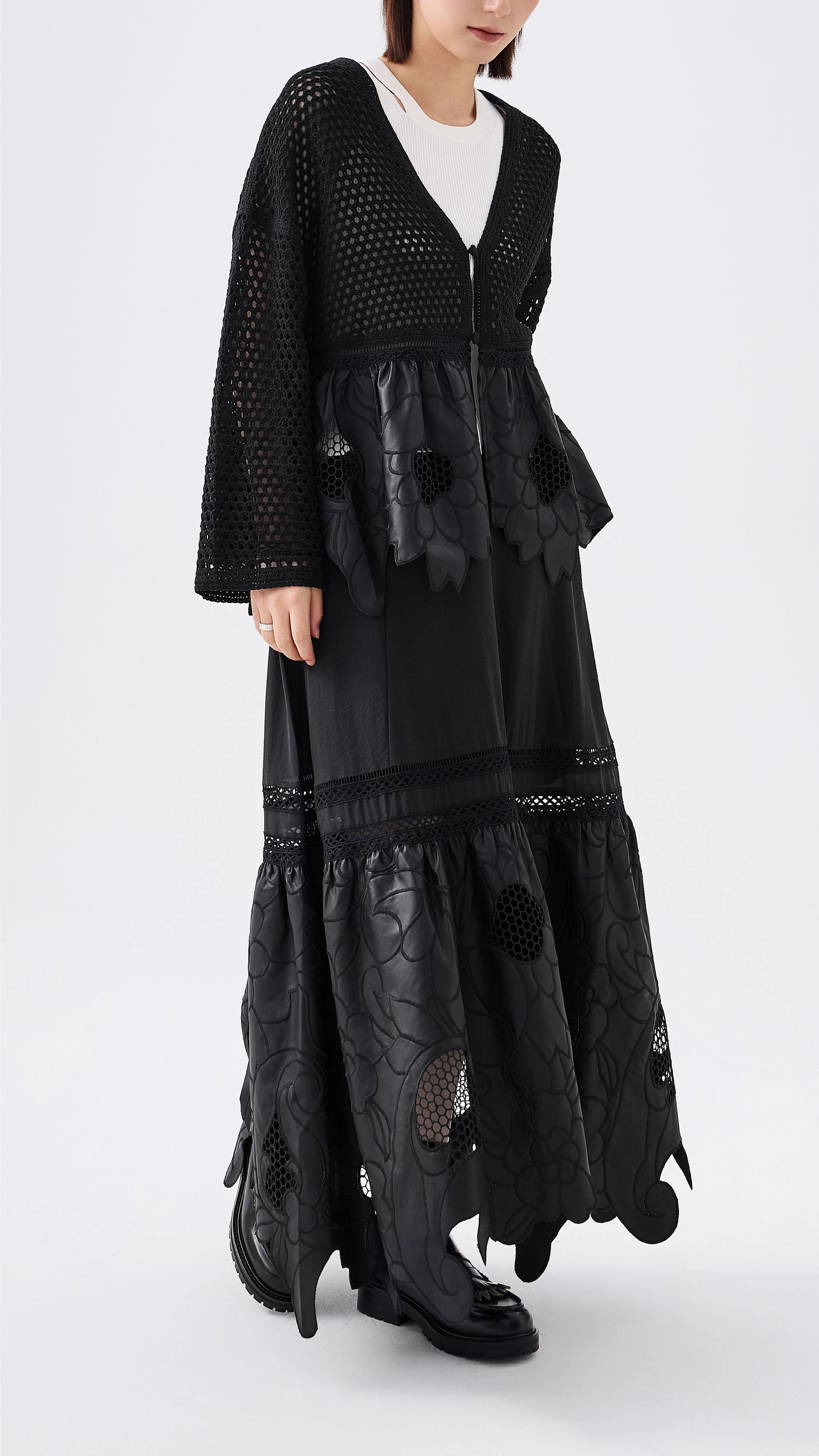 Faux Leather Patch Skirt Corduroy texture