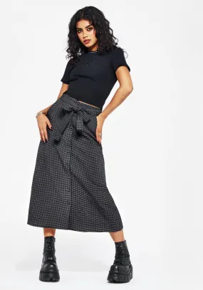 Faythe Cotton Check Button Up Midi Skirt Pleated design