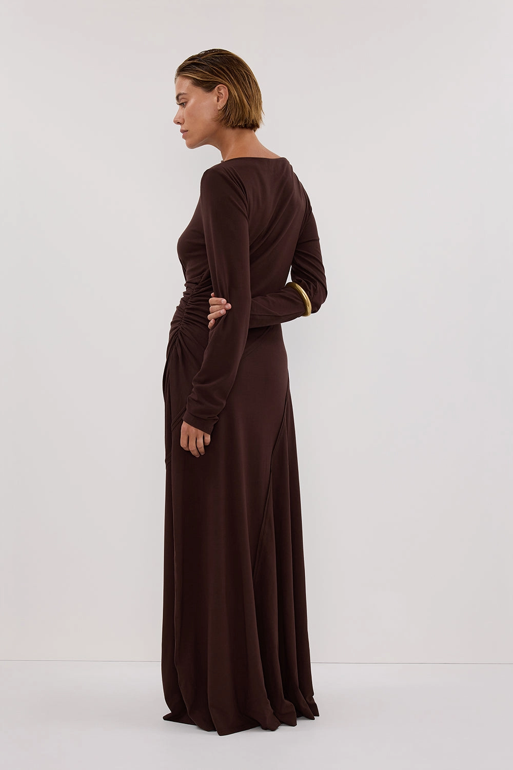 Youthful Look HADLEY CHOC LONG SLEEVE KNIT MAXI DRESS