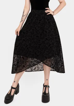 Faustina Flocked Chiffon Mock Wrap Midaxi Skirt Push Button Closure