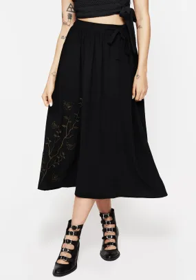 Cressida Moth Embroidered Midi Skirt Clean Style