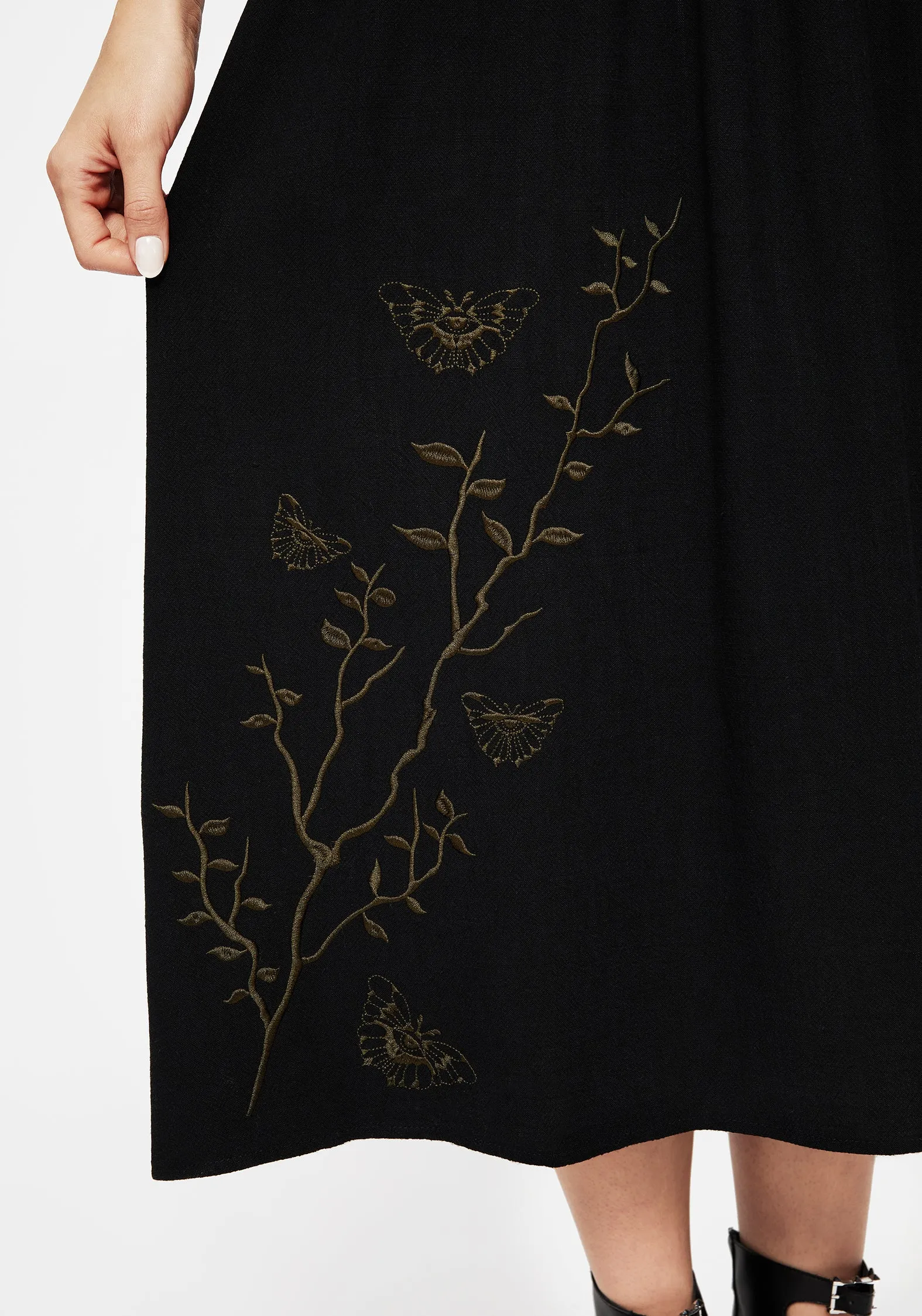 Plant Based Material party look Cressida Moth Embroidered Midi Skirt