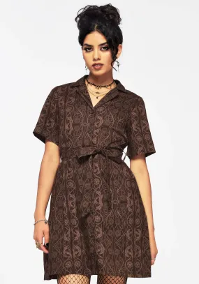 solo wear Fianna Button Front Mini Dress - Brown