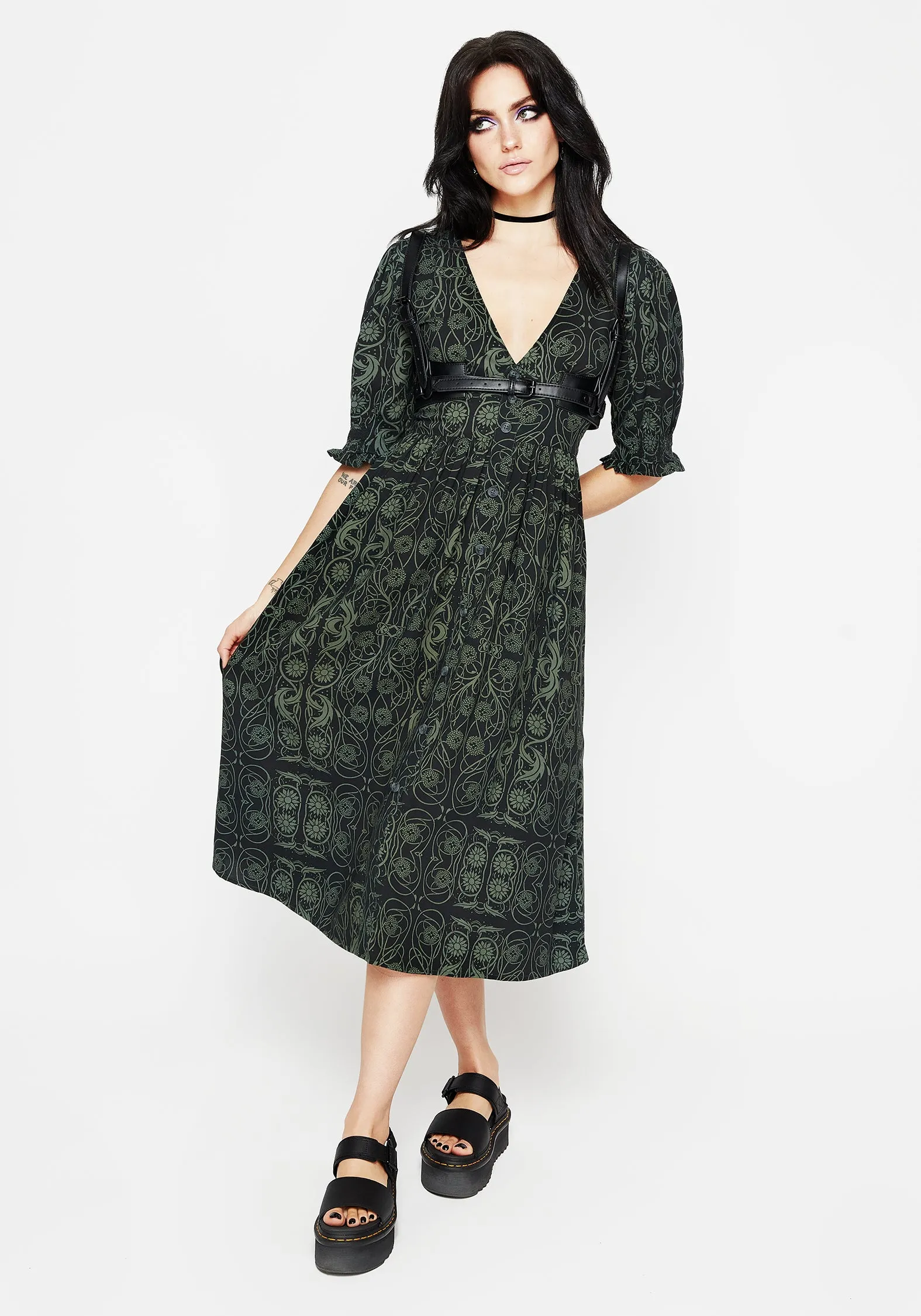 Wrap style Clean Base Fianna Midi Dress