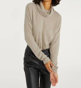 Trendy Knit Winter Fashion Find Me Lounging Tunic Pullover In Heather Truffle