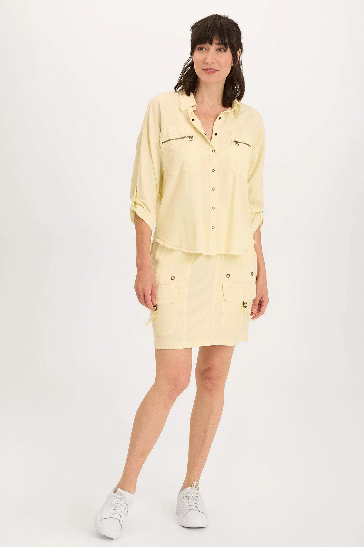 Leto Twill Cargo Mini Skirt Outfit Focused