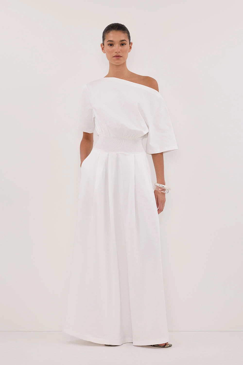 Trendy Appeal ESME WHITE ASYM MAXI DRESS