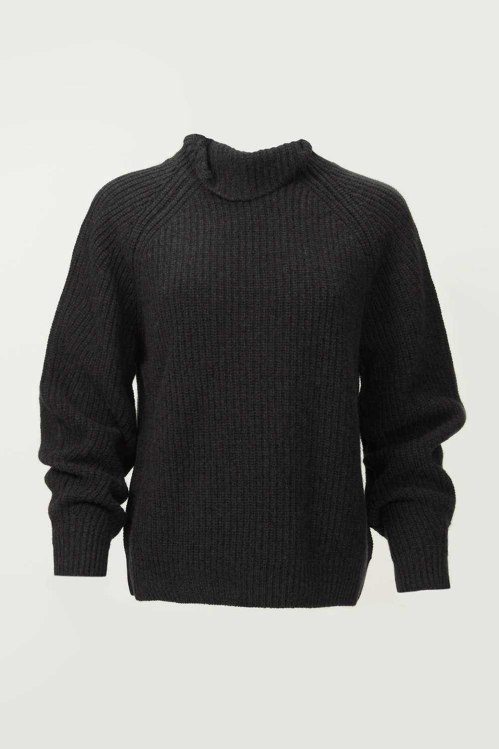 Breathable Design Ribbed cuff Fiona Sweater In Antrasit