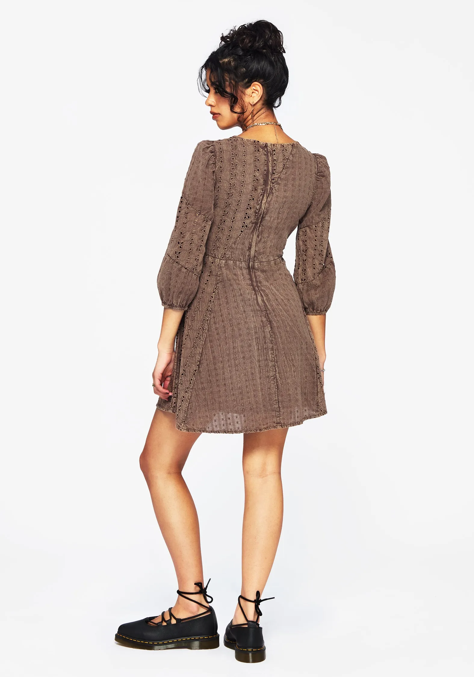 Summerisle Cotton Broderie Detail Mini Smock Dress Minimal Detail Casual Smart