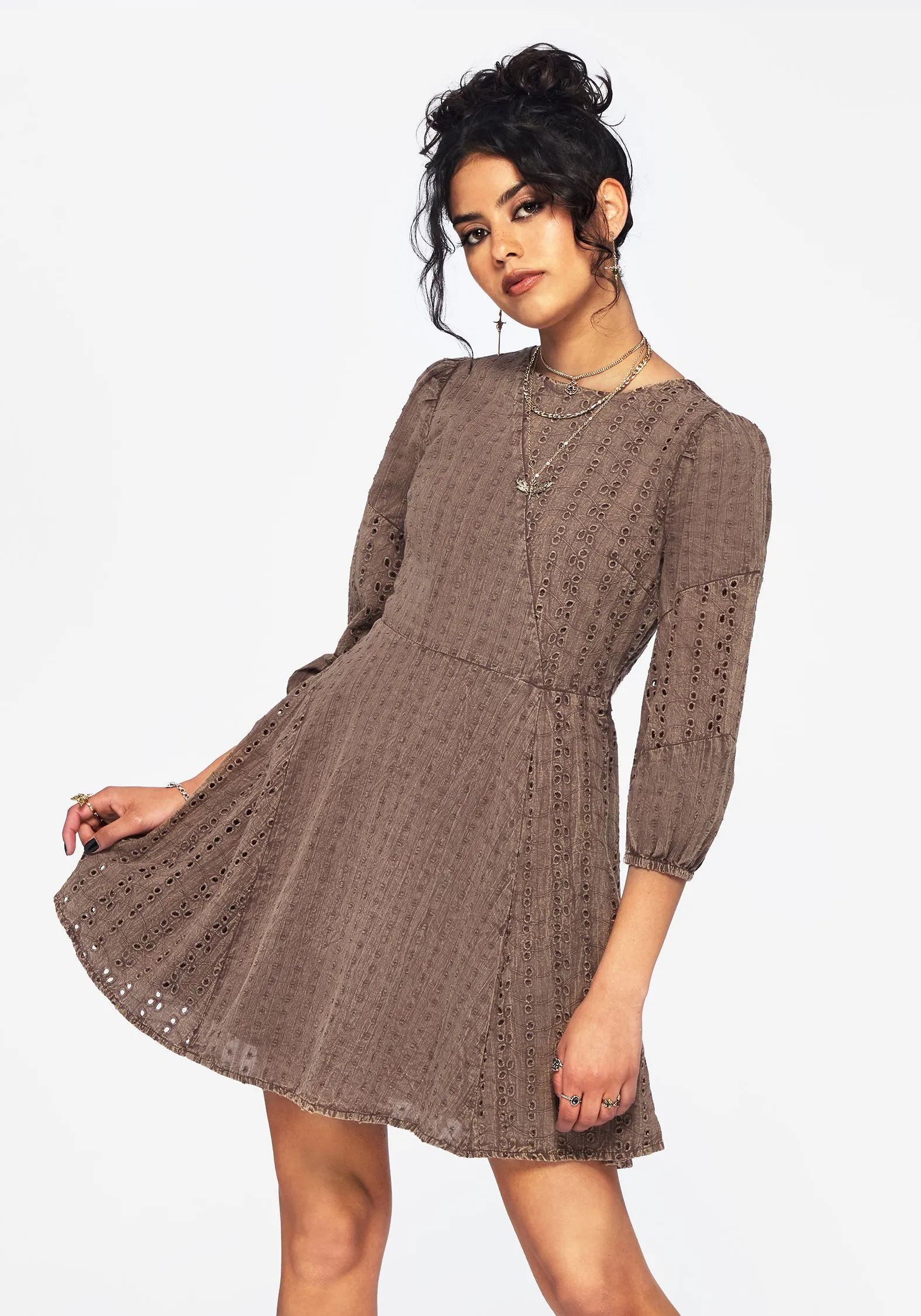Summerisle Cotton Broderie Detail Mini Smock Dress Match Quick Bright Appeal