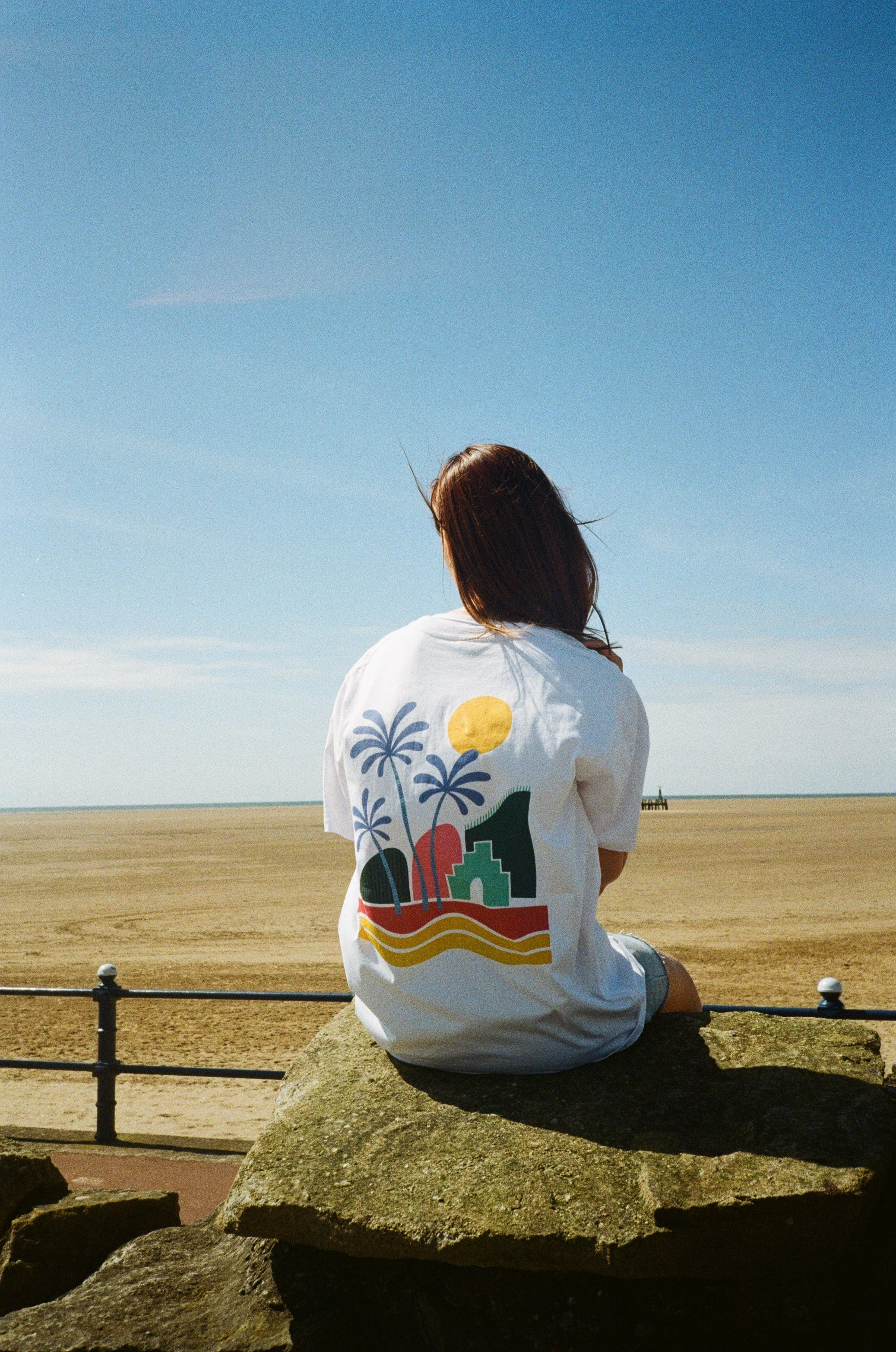 Seasonal Hero 'Palms' Tee - White Micro Perforation