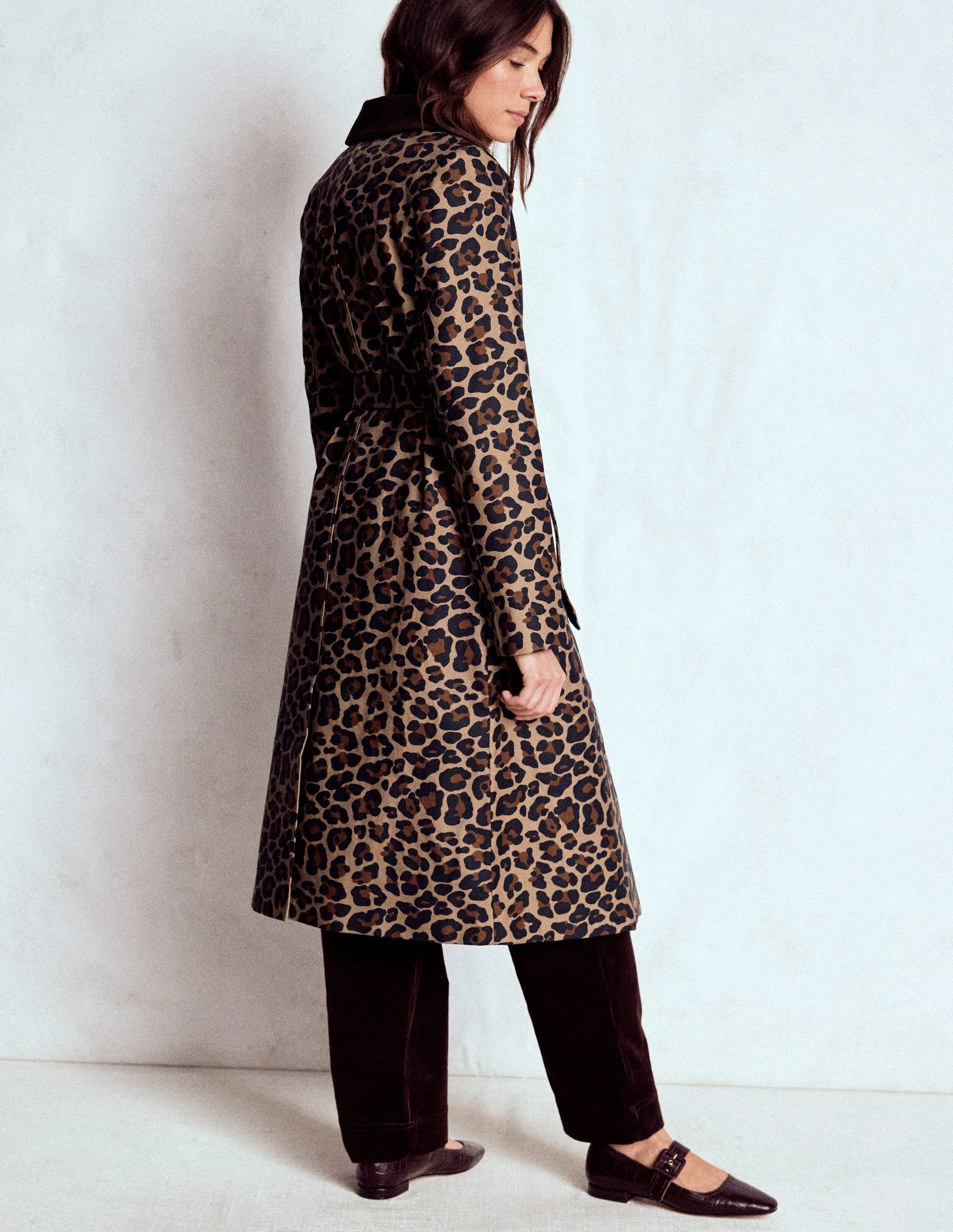Smooth Zipper Action Lancaster Belted Mac-Leopard