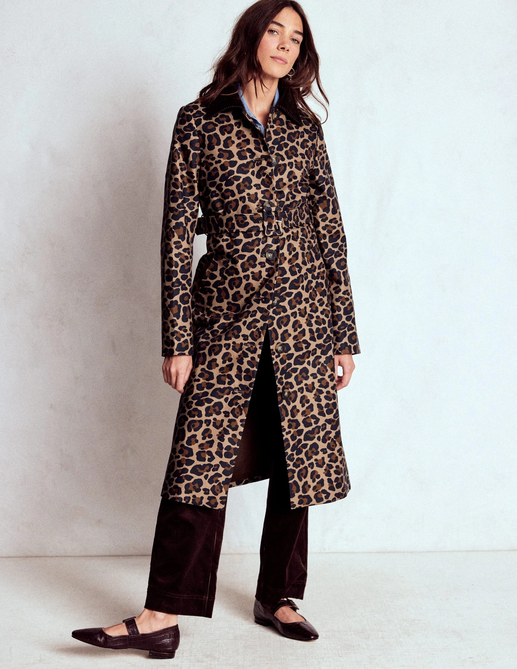 Recycled Material Blend Reinforced Seam Construction Lancaster Belted Mac-Leopard