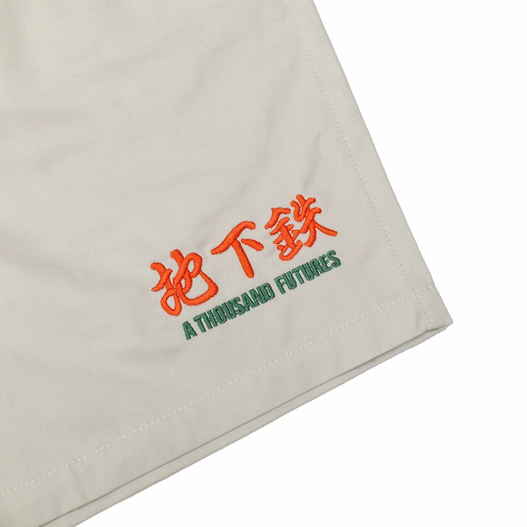 A Thousand Futures 'Lucky' Canvas Twill Shorts - Bone Quick Drying Elastic Comfort