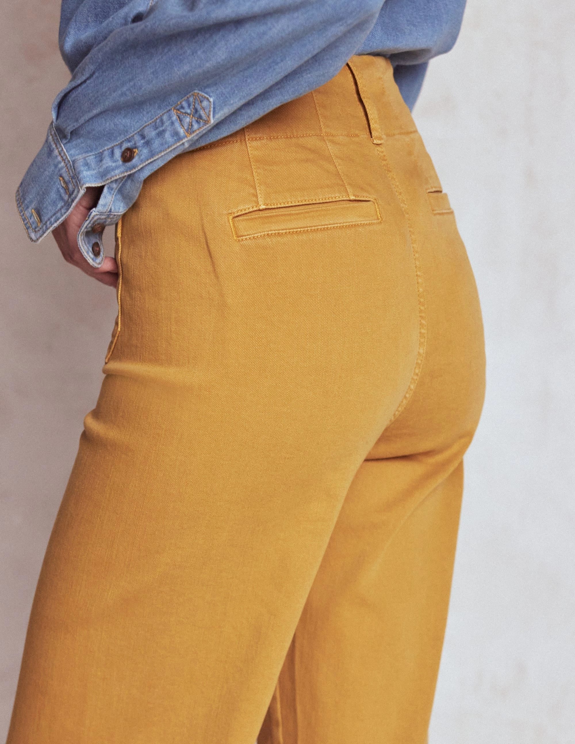 Primrose Patch Pocket Trousers-Golden Rye DoubleLayeredHem