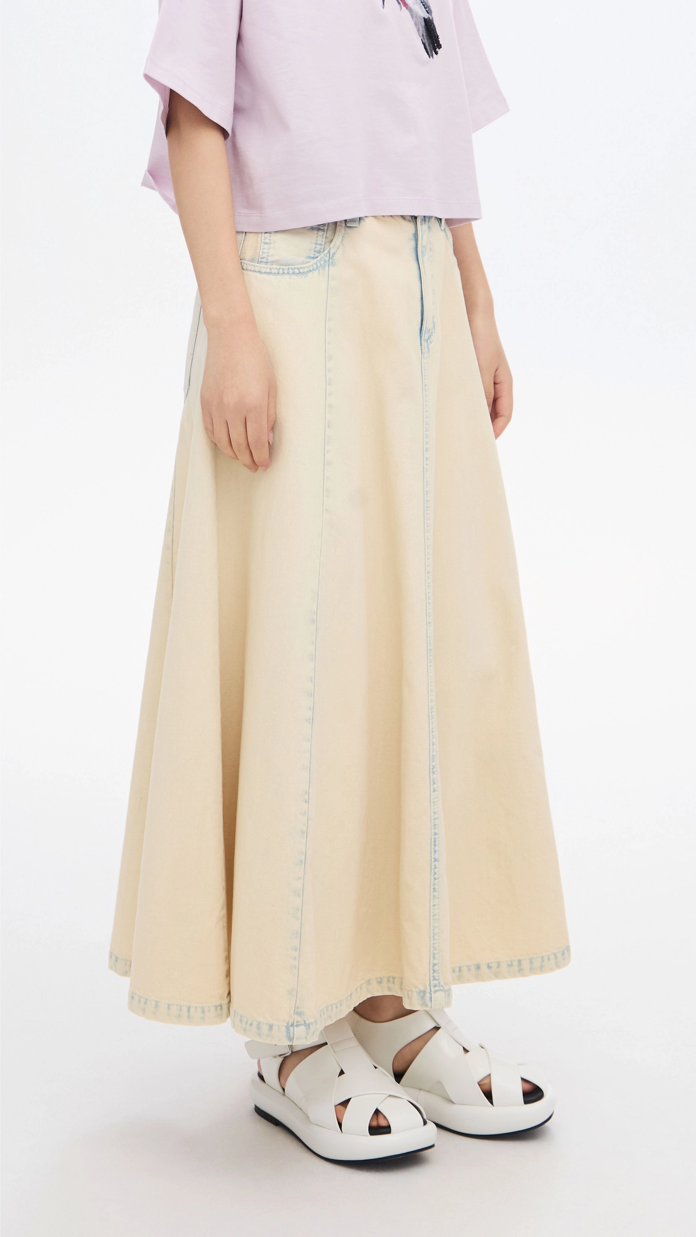 Mood Outfitboard Bleach-washed Denim Skirt