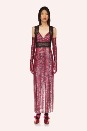 Grace Glow Snakeskin Sequin & Lace Dress