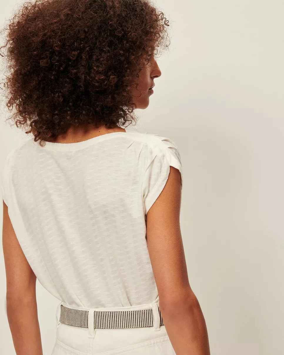 Comfy Top Elegant Detail Fleur de Sel Jacquard Sixto T-Shirt