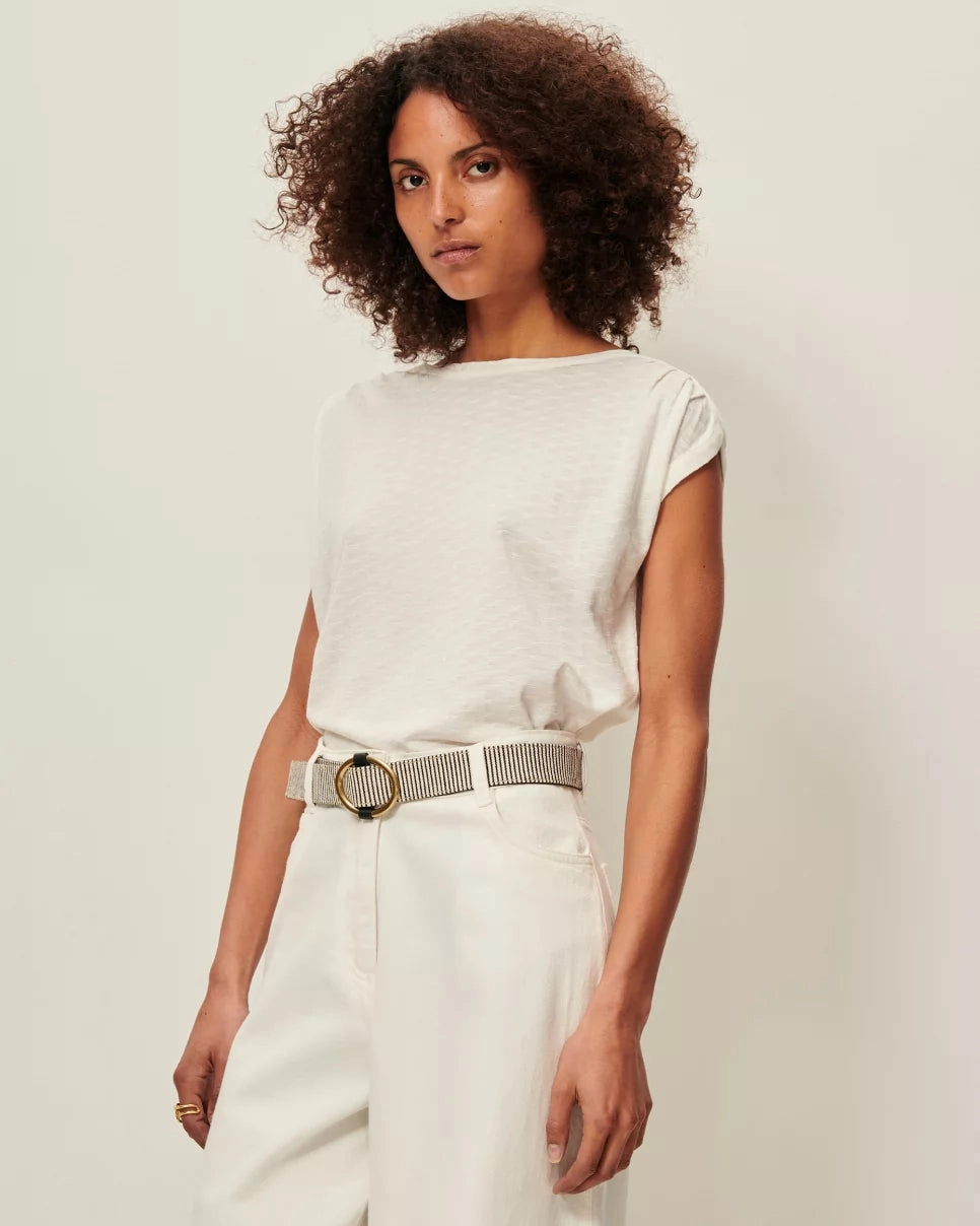 Fleur de Sel Jacquard Sixto T-Shirt Easy Wear Look