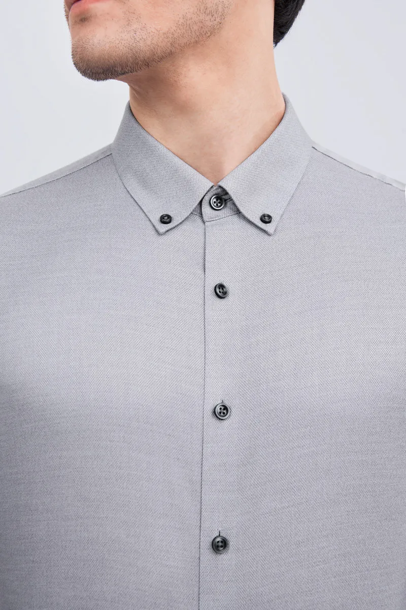 Casual Friday Adjustable Cuff Closure Waterless Dye Button-Down Smart Shirt | Grey 25238N