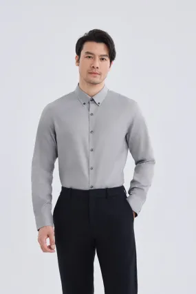 Waterless Dye Button-Down Smart Shirt | Grey 25238N Casual Elegance