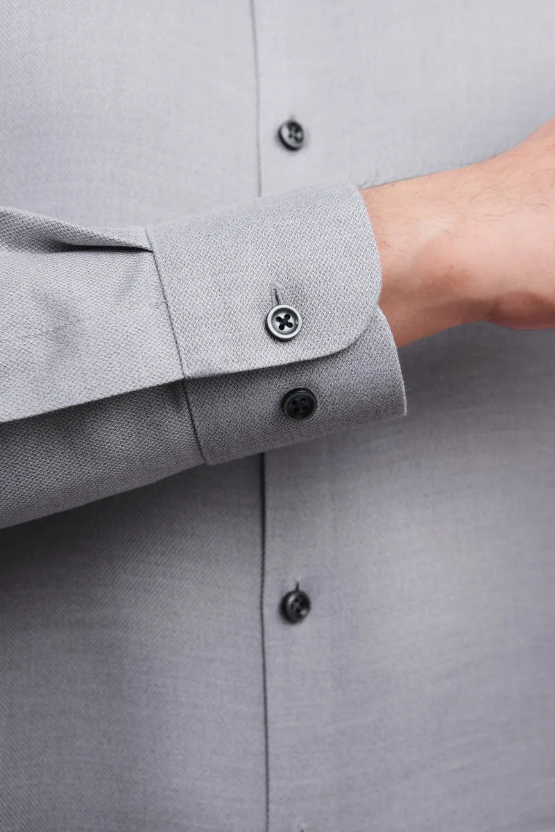 Waterless Dye Button-Down Smart Shirt | Grey 25238N Plus Size Dynamic Design