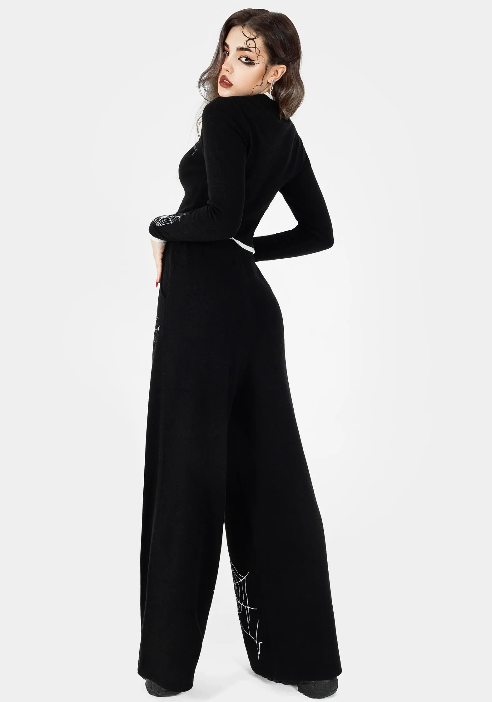 Lightweight Feel MoistureControlLiner Araneae Embroidered Wide Leg Knit Joggers