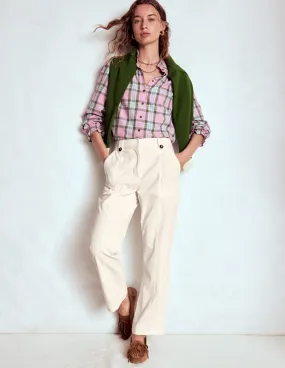 Pimlico Cord Trousers-Ivory Comfort waistband LowProfileWaistband
