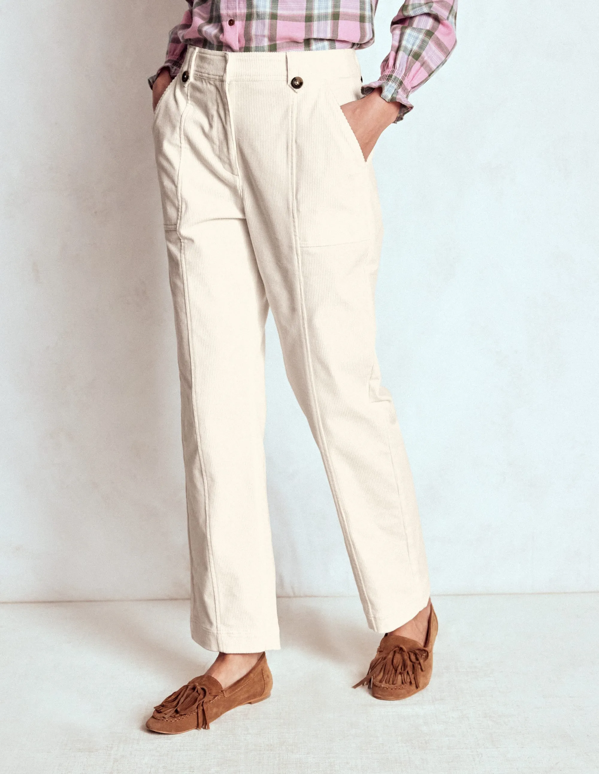 OdorResistantTreatment Cozy Movement Pimlico Cord Trousers-Ivory