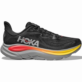 Men's Clifton 10 Running Shoes Black / Galactic Grey Silicone Heel Grip