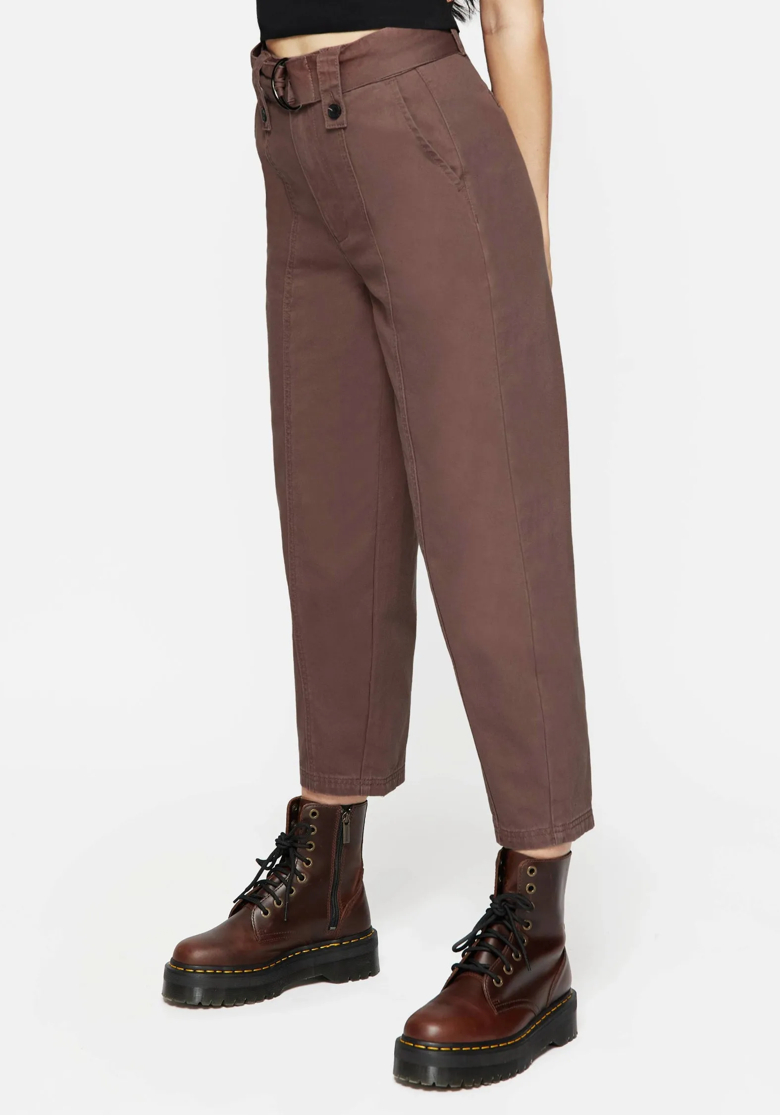 Pinhead Belted Balloon Leg Trousers - Brown No Tag Quick Slip