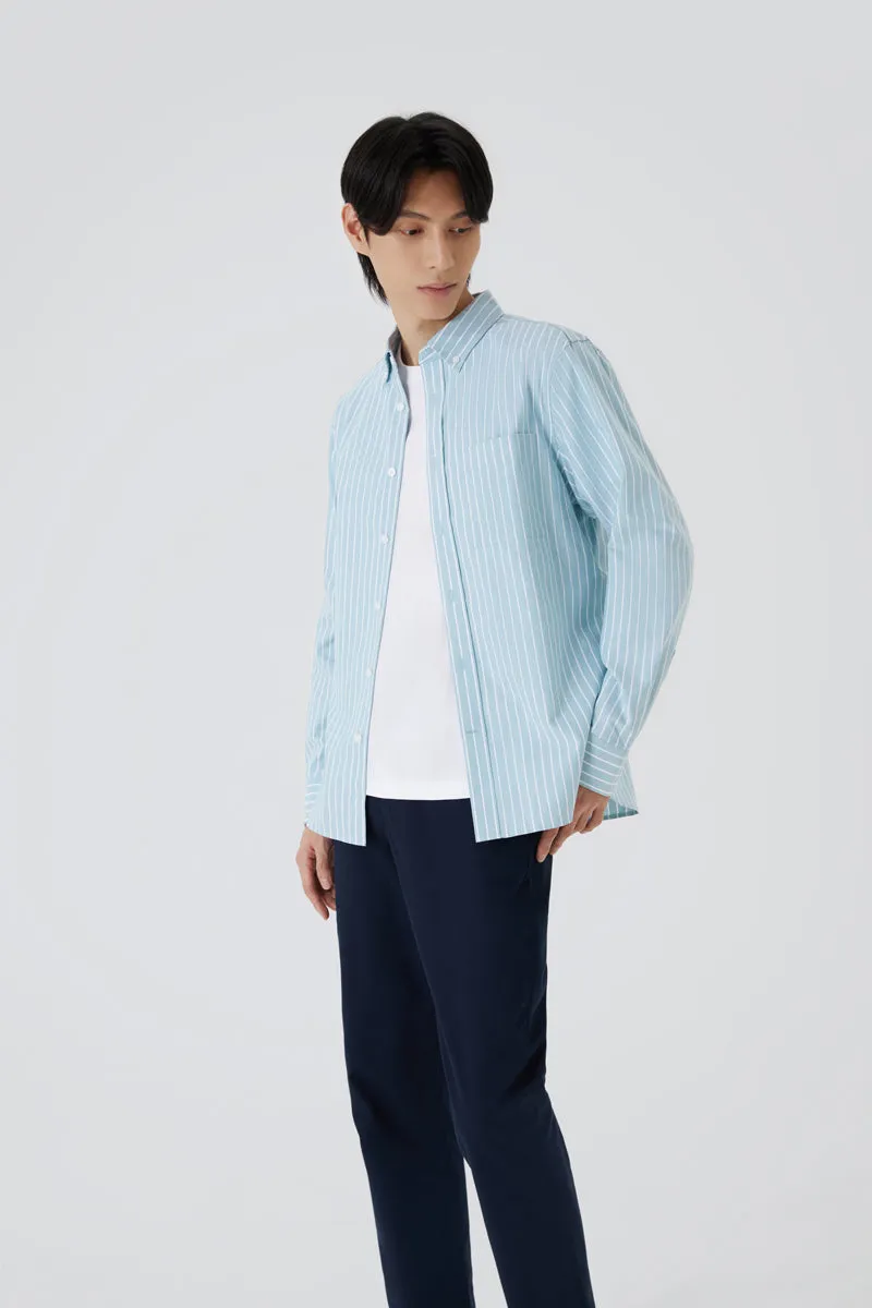 Oxford Button-Down Casual Shirt | Light Blue Stripes 7968NZ Printed Pattern