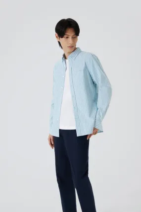 Oxford Button-Down Casual Shirt | Light Blue Stripes 7968NZ Printed Pattern