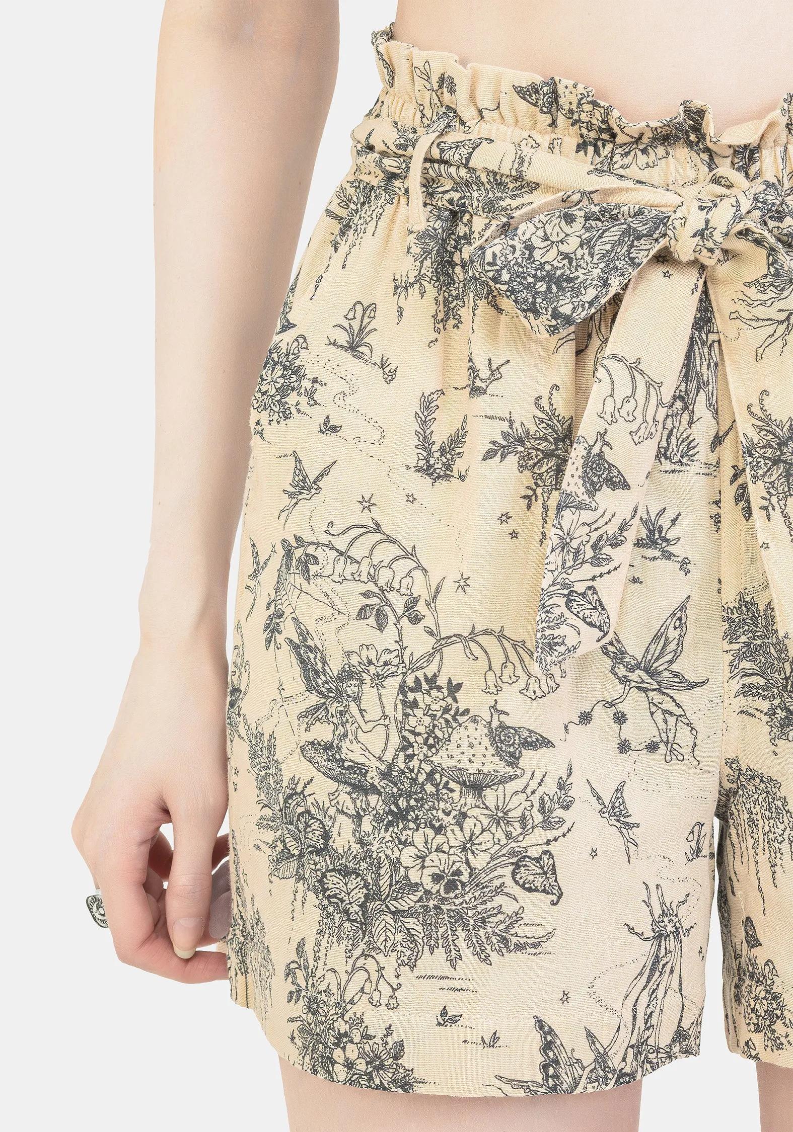 Maypole Cotton Print Paperbag Shorts Comfortable Waistband