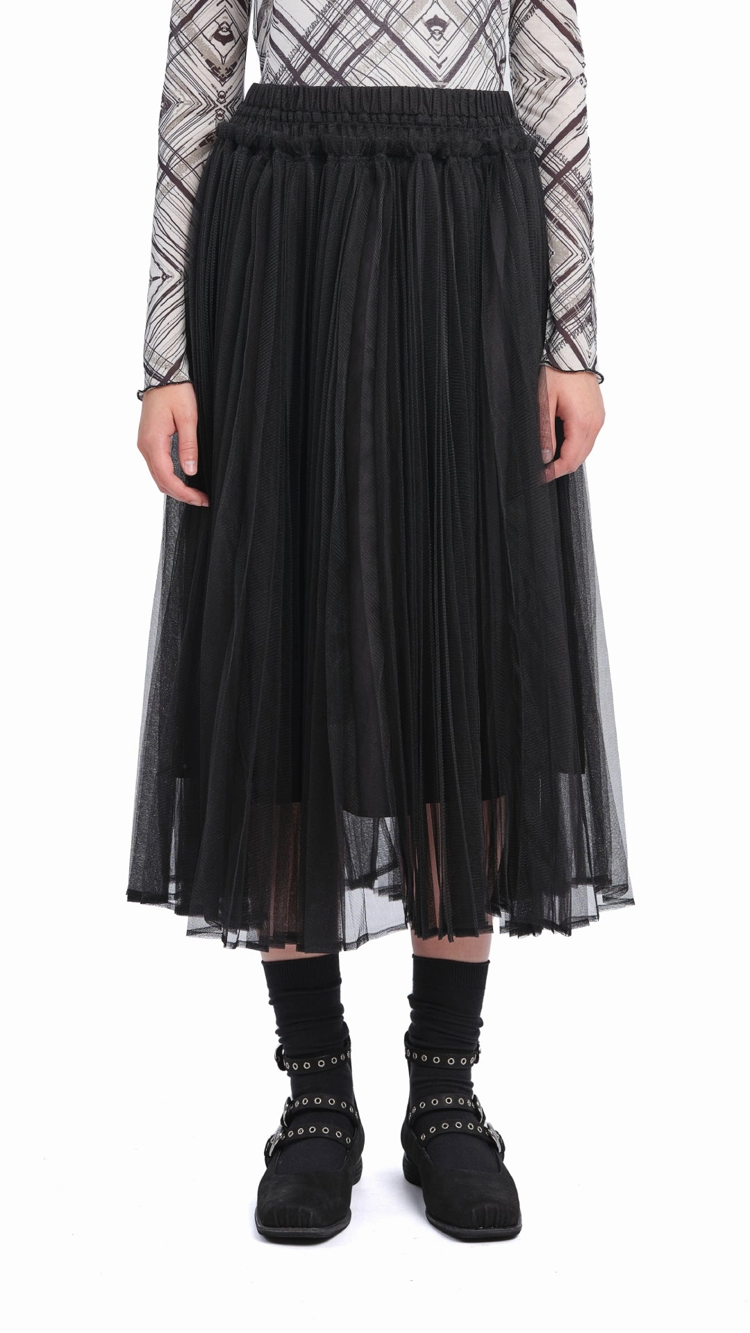 Pleated Construction Maximalist look Organza Skirt