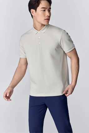 VISDRY? 3-Button Pique Polo | Light Grey GYFL01 Durable Buttonholes
