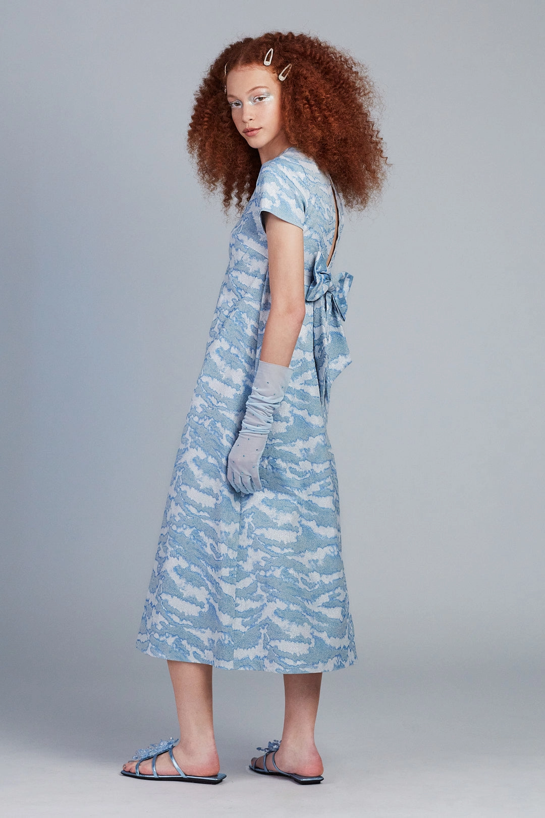 Sauvage Jacquard Dress Lace-Edge Soft Draping