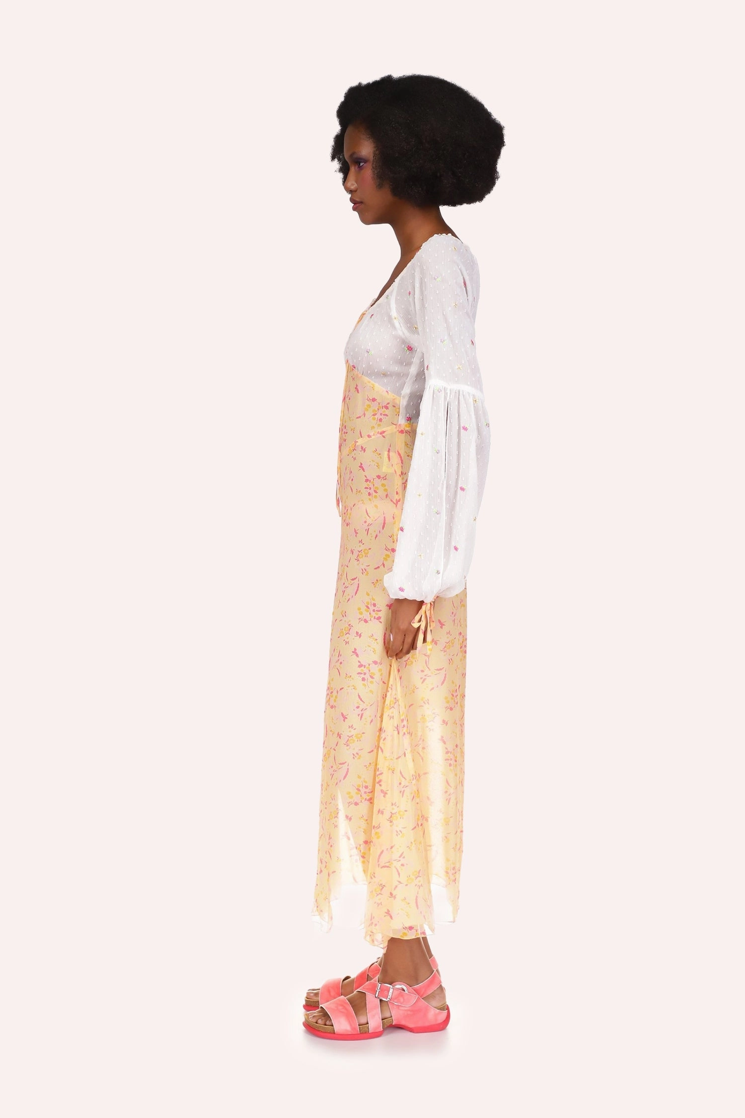 Floral Swiss Dot & Arcadia Blossom Princess Dress Trendy Appearance